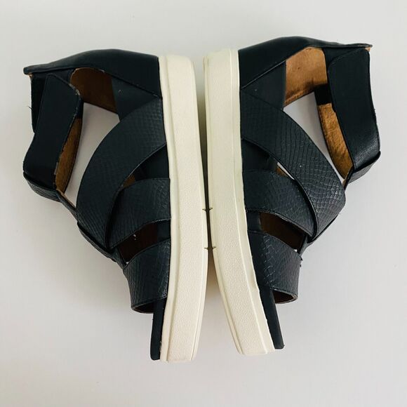 DR. SCHOLLS Women's Leather Platform‎ Chunky Sandals Comfort Sz 8 M Black White - Picture 10 of 13